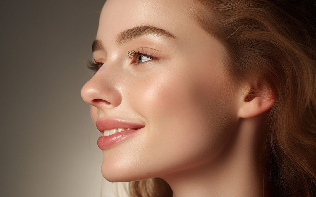 Natural beauty concept young woman profile face closeup