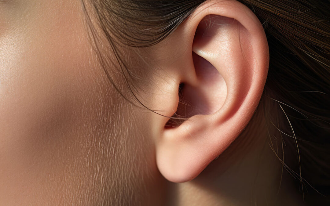 Close-up of female ear and the ear's details