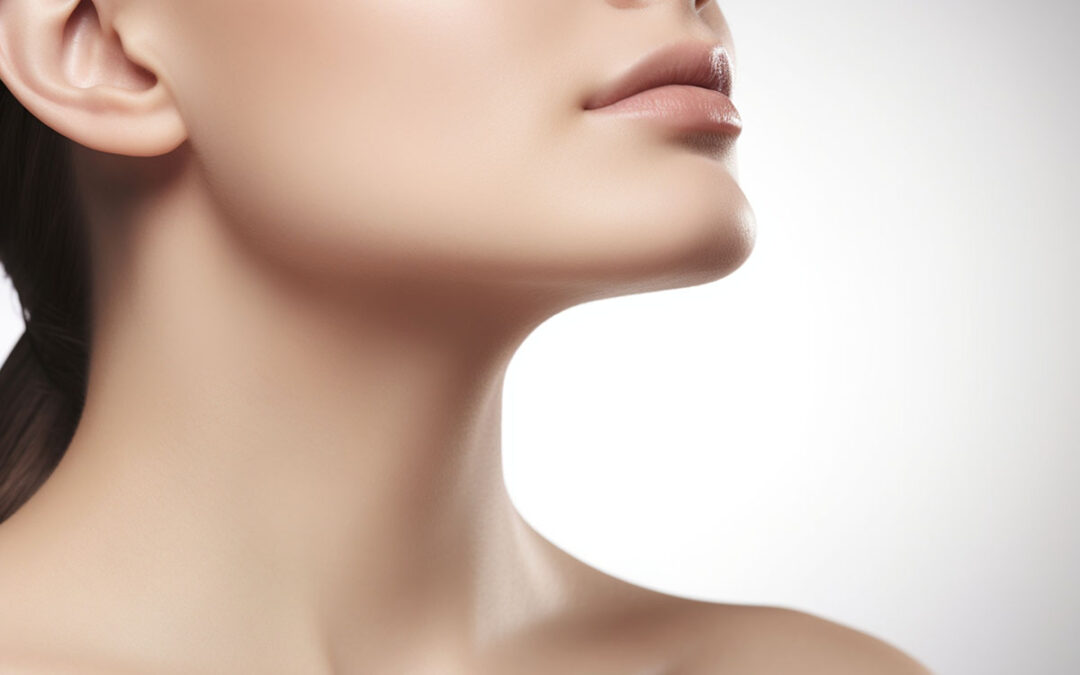 Close-up of a young woman neck and chin