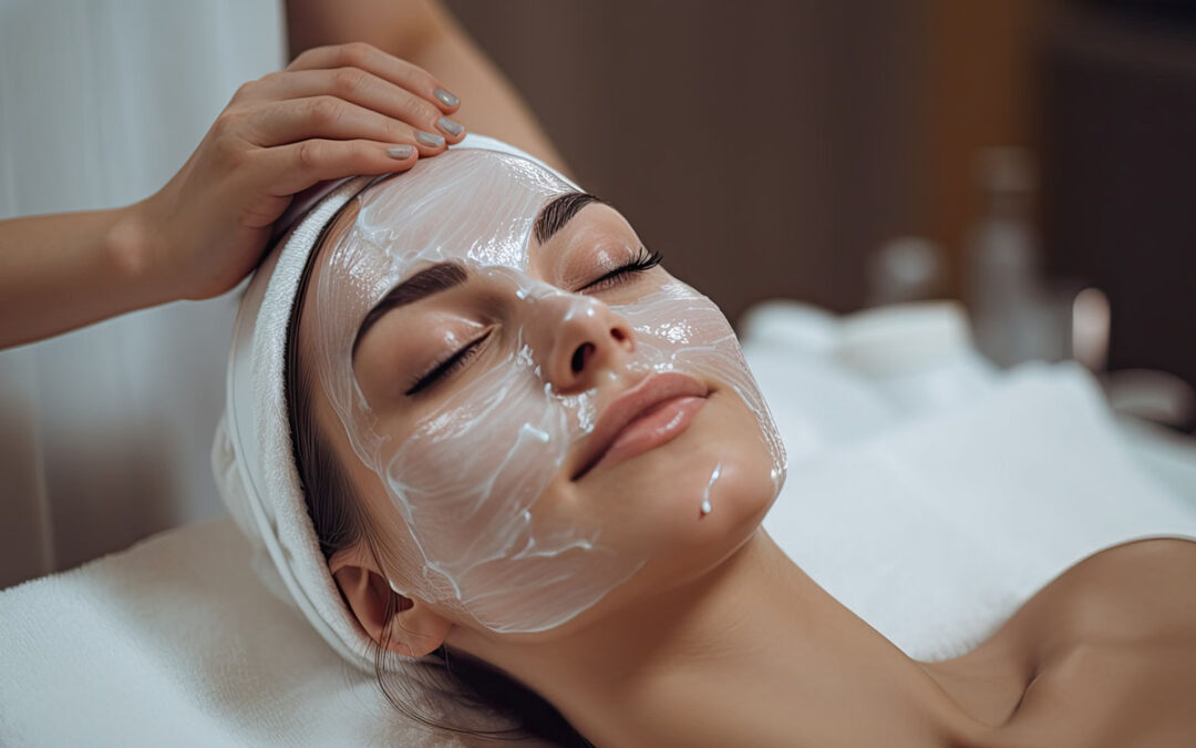 Chemical peel face treatment with retinol serum