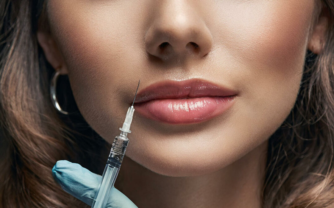 Woman's face receiving dermal fillers